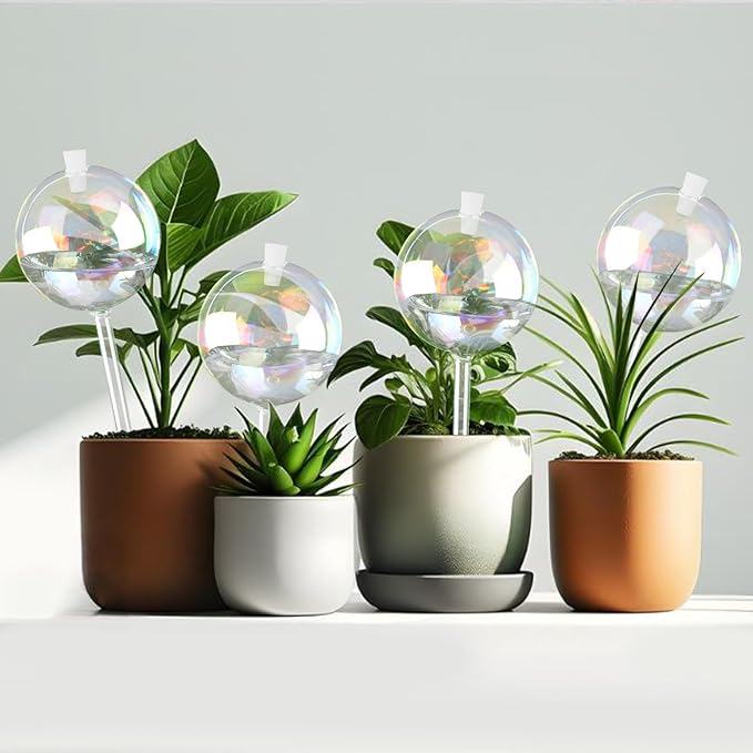 13oz Up to 2 Weeks Large Plant Watering Globes - Self Watering Bulbs and Planter Insert for Indoor & Outdoor Plants, Glass Water Globes Automatic While Away (4 Pack)