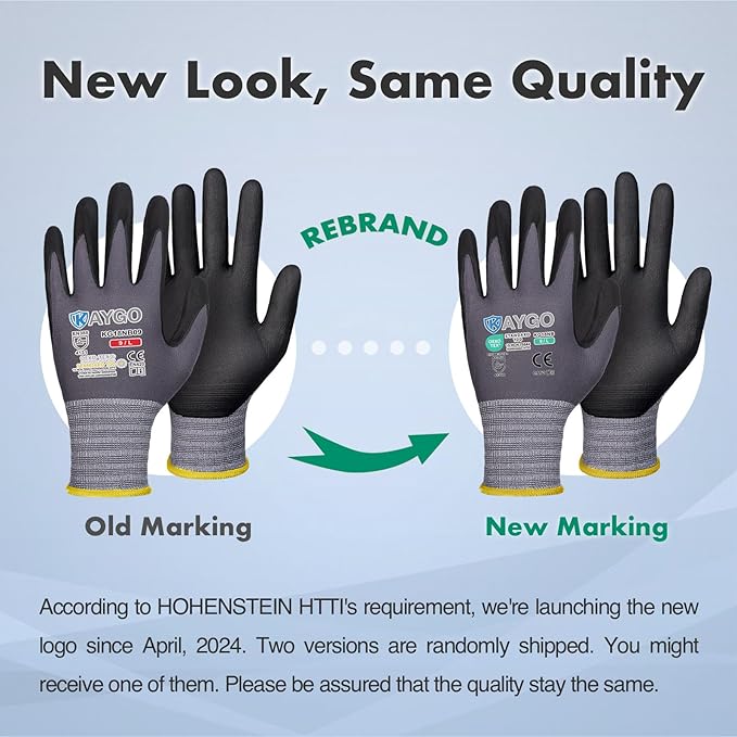 KAYGO Safety Work Gloves MicroFoam Nitrile Coated, 3 Pairs KG18NB,Seamless Knit Nylon Glove for Men and Women, Ideal for Automotive,Warehouse,Construction (2X-Large,Gray)