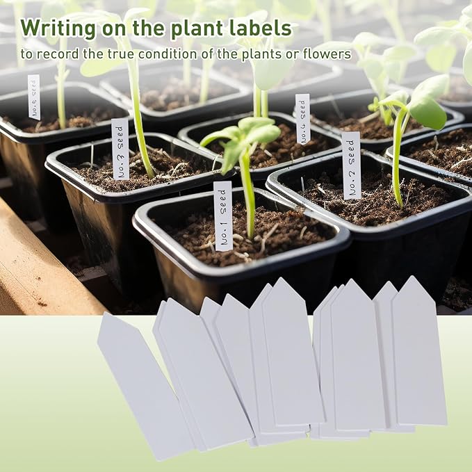 Garden Plant Labels, 4 Inch Plastic Stakes, 100 Pack, Name Tags for Seedlings and Outdoor Plants (100)