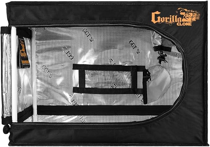 Gorilla Clone Tent 18x13x25 Inch Indoor Propagation Tent for Seedlings, Clones, and Cuttings, 210D Reflective Canvas, Micro-Mesh Filters, Fits 2 Standard Seedling Trays