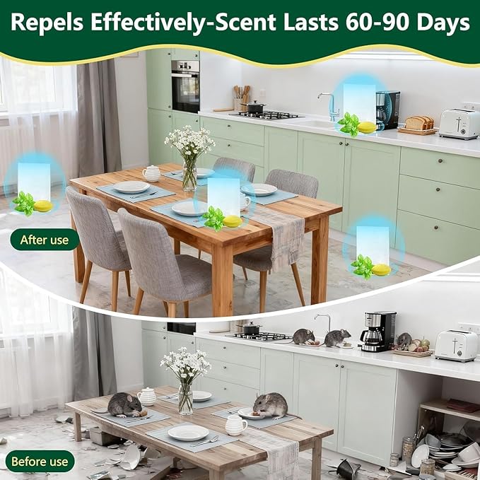 Mouse Rodent Repellent – Peppermint Lemon Oil Rodent & Insect Repellent Balls 24 Pack, Plant-Based Deterrent for Mice, Rats, Roaches & Bugs, Indoor & Outdoor Use