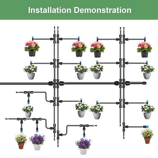 230FT Drip Irrigation System,Automatic Garden Watering System with 1/4" & 5/16" Tubing, Adjustable Spray Nozzles & Sprinklers for Garden, Greenhouse, Lawn, Potted Plants