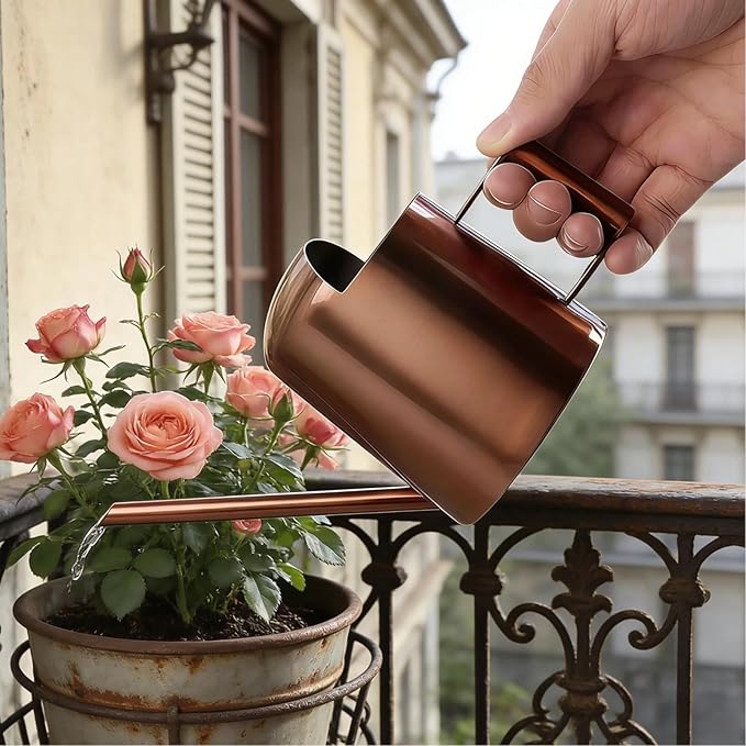 Watering Can 10oz/300ml Stainless Steel Long Spout Semi Open Powder Coated Flower Watering Pot for Garden Family Outdoor