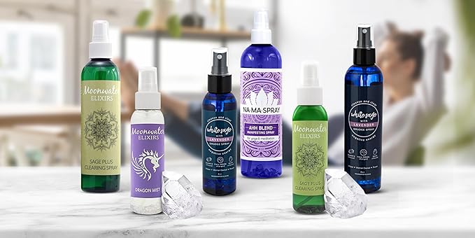 White Sage Smudge Spray for Spiritual Cleansing & Aura Protection, Sage Spray for Cleansing Negative Energy & Protection, Home & Meditation, Clear Quartz Reiki Treated Aromatherapy Room Spray 4 + 8