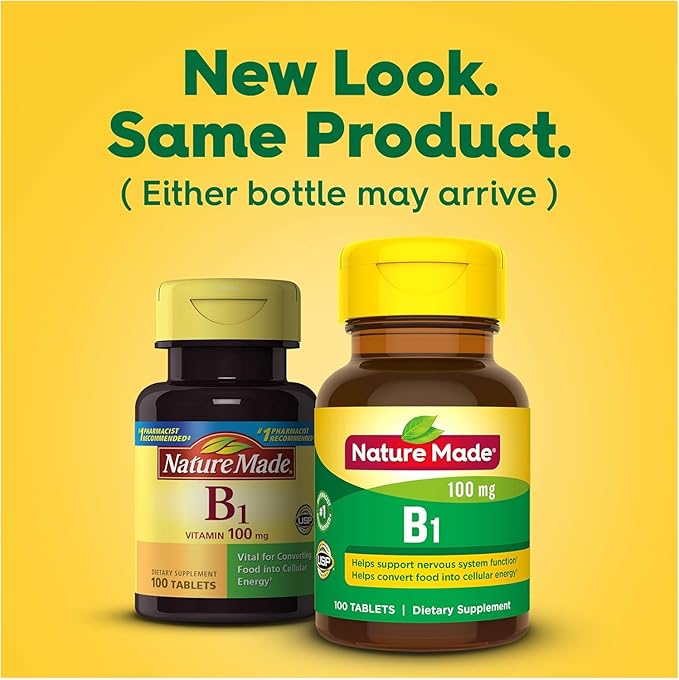 Nature Made Vitamin B1 100 mg, Dietary Supplement for Energy Metabolism Support, 100 Tabletss, 100 Day Supply.
