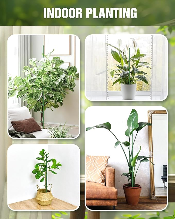 Joyhalo 30 Pack Plant Stakes for Indoor Plants, 16 Inch Garden Stakes, Adjustable Plant Support Sticks for Tall Plants As Tomatoes Beans Orchid Vegetable