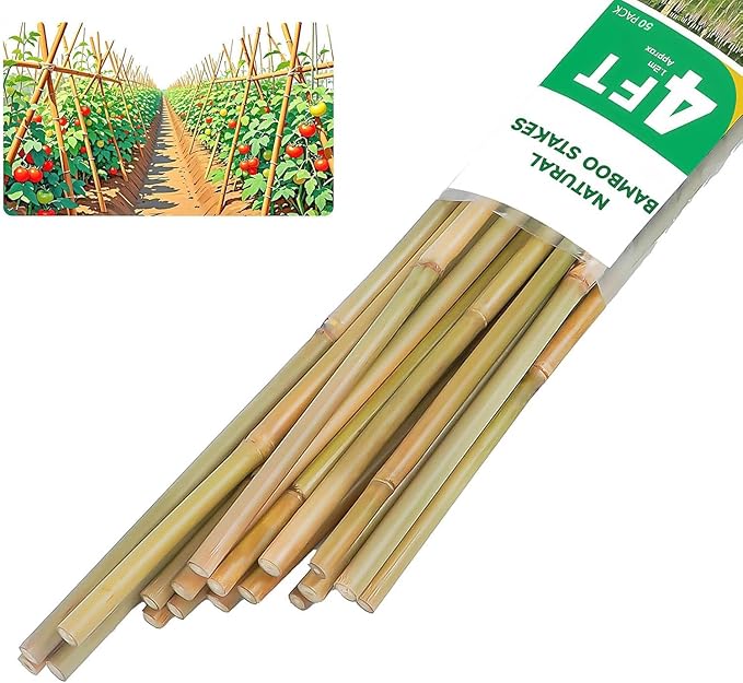 Natural Bamboo Plant Stakes (4ft-50pcs)
