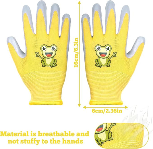 1 Pairs Kids Gardening Gloves, Youth Yard Work Garden Gloves, Children Rubber Coated Gardening Gloves for Boys Girls
