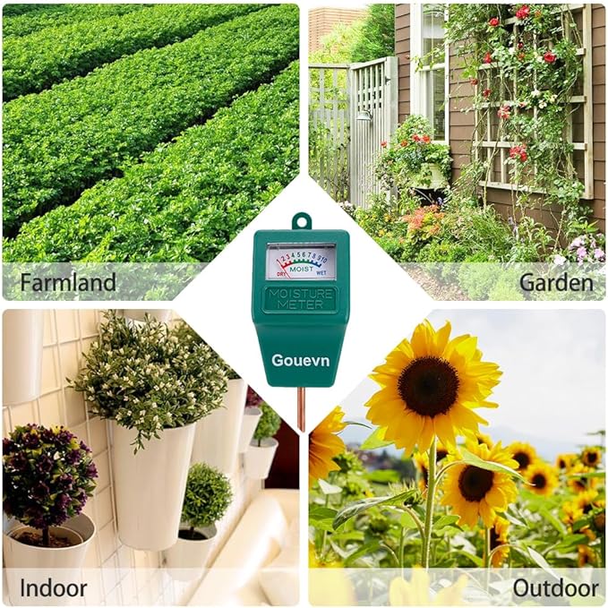 Gouevn Long Probe Soil Moisture Meter for Plants, Plant Moisture Meter for House Plants, Plant Water Meter for Indoor & Outdoor Large Potted Plants, Hygrometer Gardening Gifts - No Battery Needed