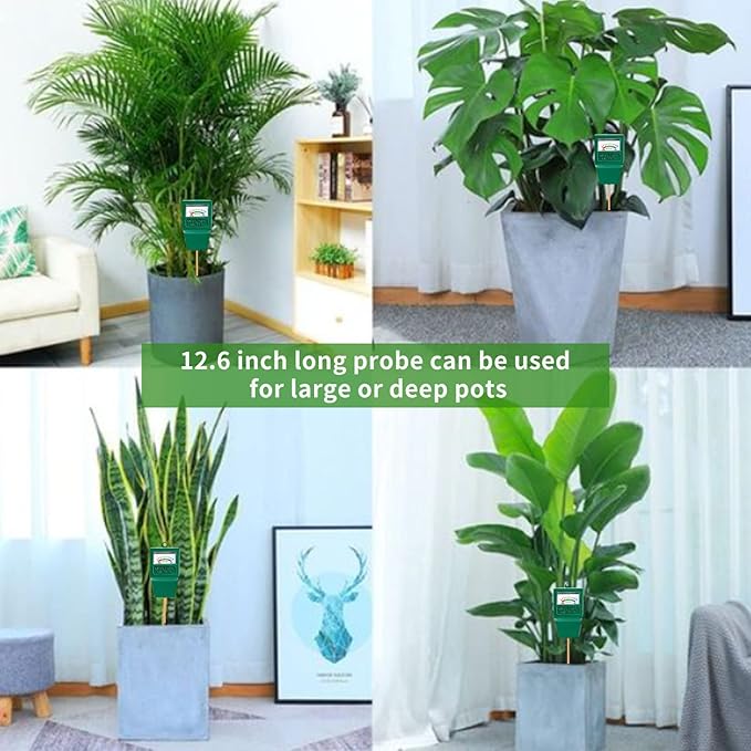 Soil Moisture Meter,Long Probe Plant Hygrometer Moisture Sensor Plant Water Monitor for Potted Plants,Garden,Farm, Lawn(No Battery Needed)