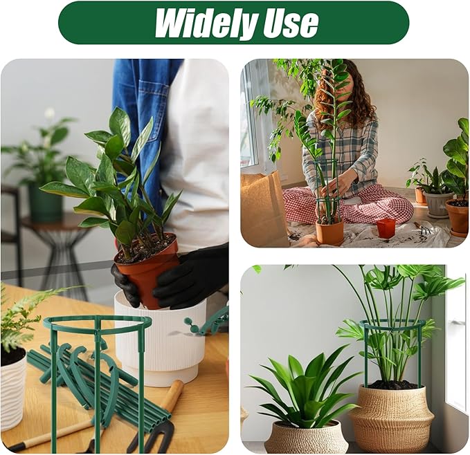Uzoli 12 Pack Plant Support Stakes Sets - Versatile Plant Cages, Stackable 3 Tier Garden Flower Support,Plant Stakes for Indoor Outdoor Plants Tomato, Peony, Monstera, Hydrangea, Climbing Plants