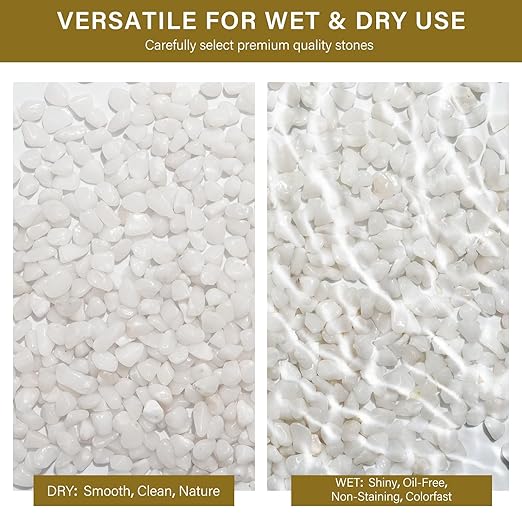 NUPICK 3 lbs Pebbles for Indoor Plants, 3/8 Inch Pea Gravel for Fish Tank, Polished Decorative Rocks for Succulent, Natural River Stones for Vases, Cactus, Landscaping, Bird Bath, Aquarium, White