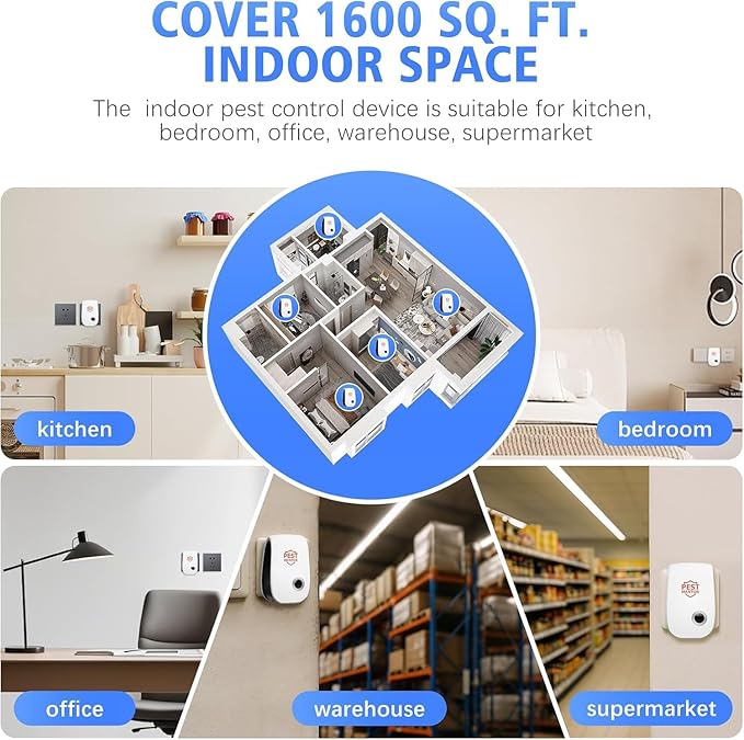Ultrasonic Pest Repellent 10 Pack, Electronic Plug-in for Rodents, Mosquitoes, Cockroaches, Spiders, Ants, Spider Mouse Repellent Pest Control Device for Home Car Kitchen Bedroom