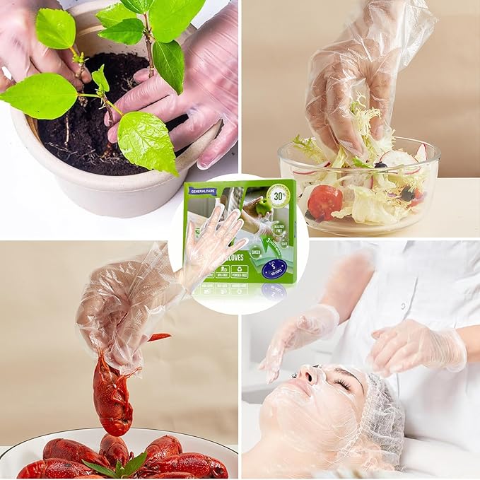 Disposable TPE Gloves Latex-Free Powder-Free BPA-Free Food Safe 100/400 Packs for Food Handling, Gardening, Cleaning