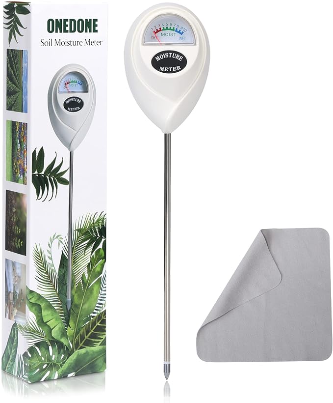 ONEDONE Moisture Meter, Soil Moisture Meter with Cleaning Cloth for House Plants, Gardening, Farming, Indoor and Outdoor Plants