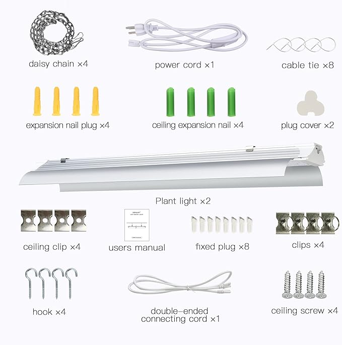 SZHLUX LED Grow Light 4ft 140W (2×70W) Full Spectrum 660nm 730 IR Included LED Plant Light for Indoor Plants, Super Bright Linkable Hanging Grow Light Sunlight Replacement Strip with Reflector