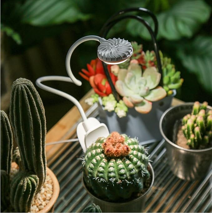 SANSI Upgraded Pot Clip on Grow Lights, Full Spectrum LED Plant Light for Indoor Growing with Auto On/Off Timer 3/6/12H, 4 Dimmable Brightness, Ideal for Small Indoor Plants, 5W 2 Pack