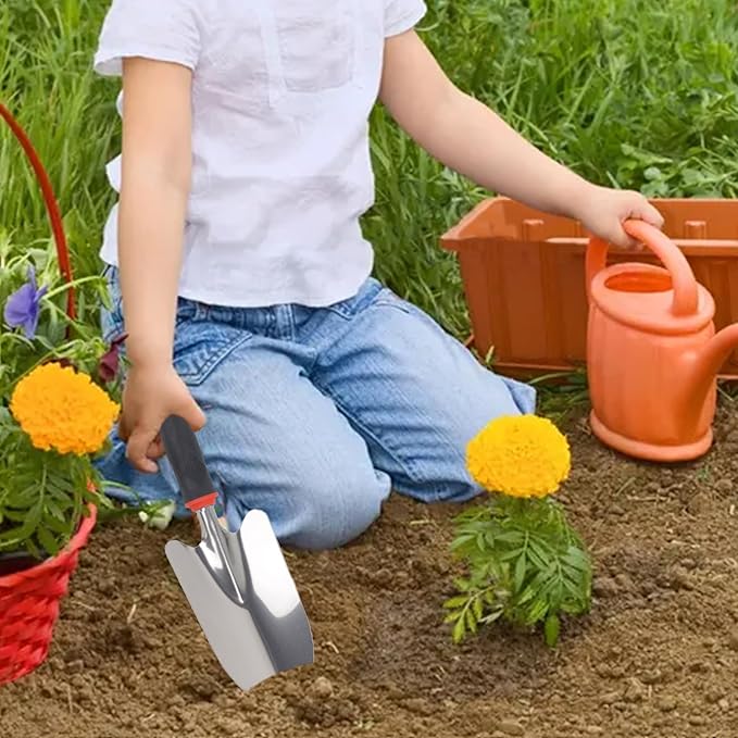 Garden Trowel Hand Shovel, Heavy Duty Stainless Steel Garden Spade with Ergonomic Handle, Soft Rubberized Non-Slip Handle Gardening Tool for Planting, Transplanting, Weeding, Digging Soil