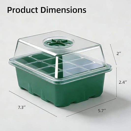 Seed Starter Kit 10-Pack with Humidity Dome, 120 Cells Propagation Trays & Base | All-in-One Mini Greenhouse for Seed Germination and Plant Starting