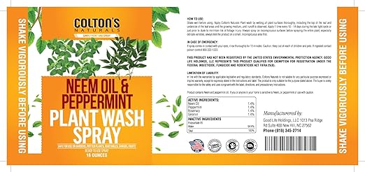 Plant Wash Spray – Neem Oil & Peppermint Oil Formula – Cleans & ConditionsLeaves, Removes Dust & Residue – Indoor & Outdoor Plant Care, Leaf Cleaner for Healthy, Vibrant Foliage Ready to use Spray