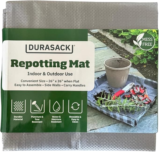 DURASACK 26"x26" Water-Resistant Repotting Mat – Indoor Plant Transplanting, Soil Change & Gardening Mess Control, Charcoal