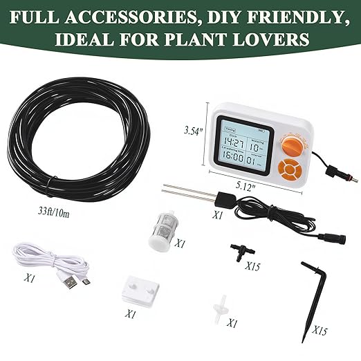 Automatic Plant Waterer Indoor, Auto Watering System for 15 Potted Plants with Programmable Timer, Smart Soil Moisture Sensor, Self Watering Plants Devices for While Away, Vacation