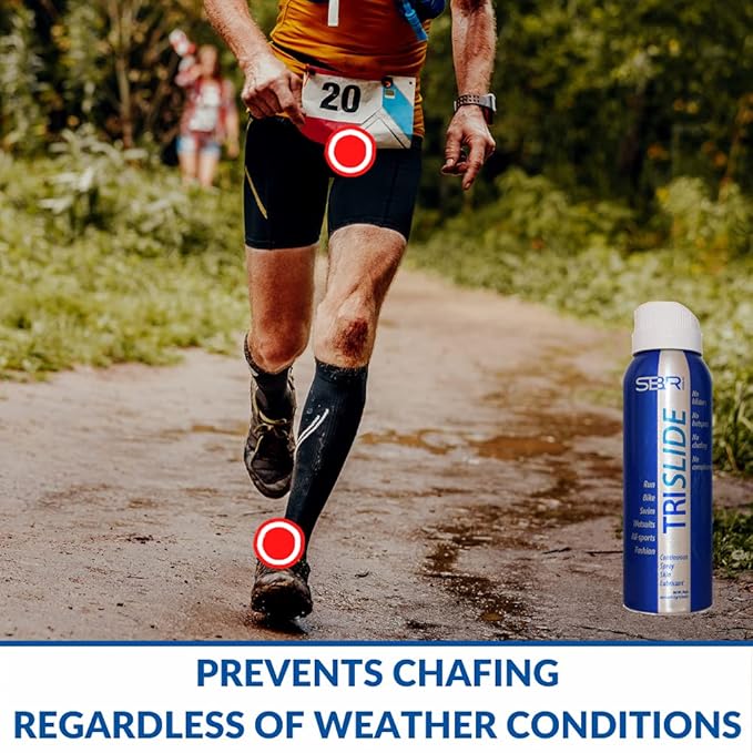 TRISLIDE Anti-Chafe Continuous Spray Skin Lubricant Body Friction Protection | Prevents Blistering and Chafing | Providng Long-Lasting Comfort and Protection (Pack of 1)