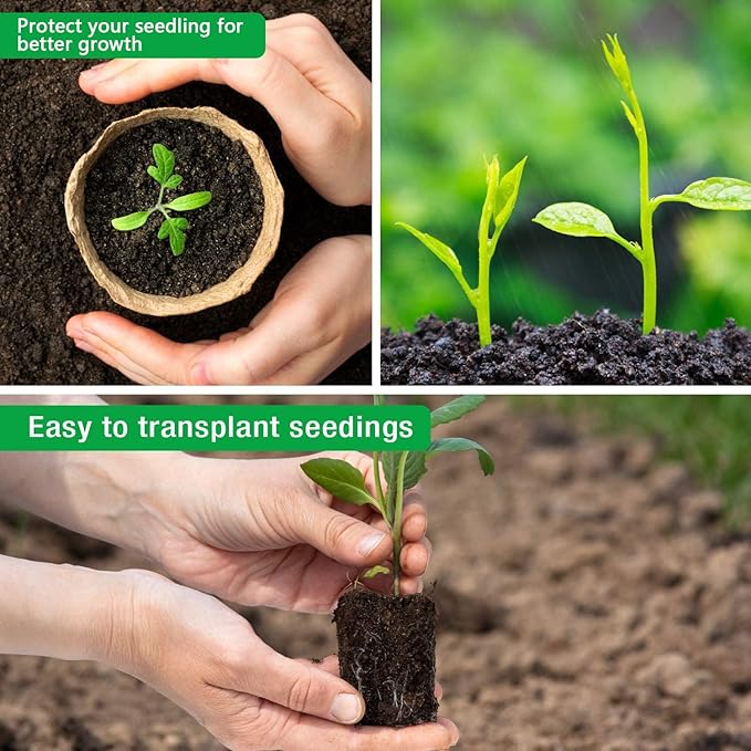 homenote Peat Pots, 30 Pcs 4 Inch Seed Starting Pots with Drainage Holes Round Nursery Plants Pots with Bonus 20 Plant Labels