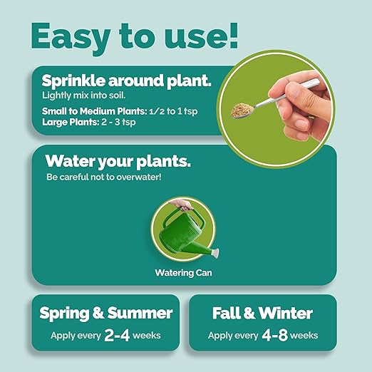 Granular Indoor Plant Food – Slow Release Fertilizer for Lush Growth & Greener Leaves, 16 oz