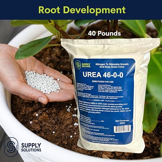 Supply Solutions Urea 46-0-0 Nitrogen Fertilizer to Stimulate Lush Growth and Deep Green Color - Plant Food Plant Fertilizer for Plants Lawn Garden - Bloom Booster for Flowers, Fruits (40 Pounds)