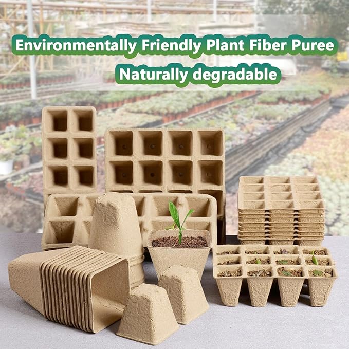 240 Cells Seed Starter Tray, 20 Pack Biodegradable Peat Pots with 200 Labels, Plant Starter Kit for Seedlings