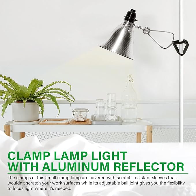 Simple Deluxe Clamp Light with 5.5 Inch Adjustable Aluminum Reflector, Suit for E26 Socket Max 60 Watt Lamp (No Bulb Included), 6 Feet 18/2 SPT-2 Cord, 2 Pack