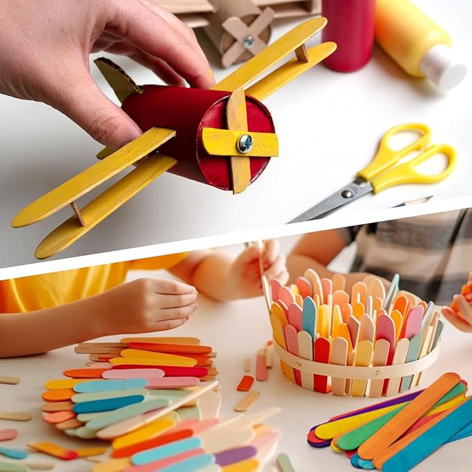 WISYOK 8 Inch Colored Jumbo Craft Sticks - 60 PCS Extra Large Natural Premium Wood, Rainbow Wooden Popsicle Sticks, Wide Lollipop Sticks for DIY Crafting, Kids Education, Home Art Projects