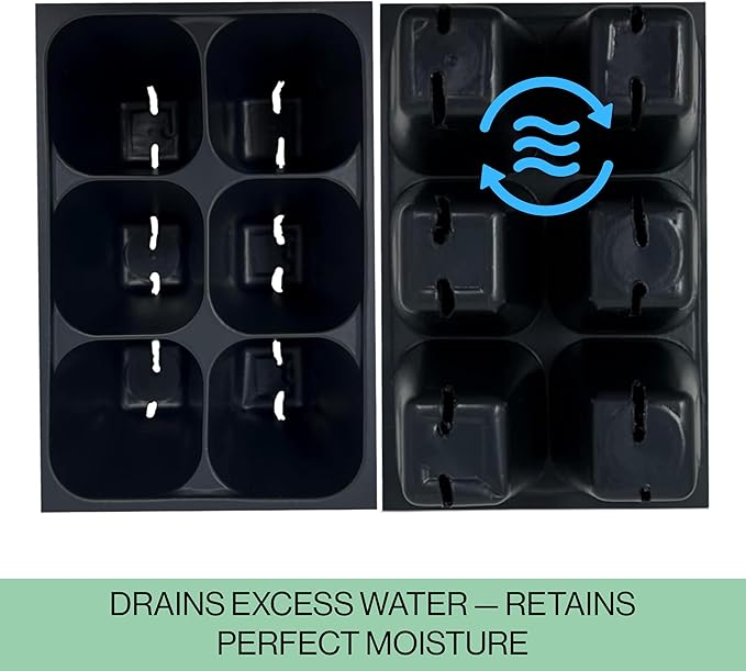 The Hydroponic City Seed Starter Trays, 216-Cell Seedling Starter Trays (36 Trays - 6 Cells Each) + Plant Stakes