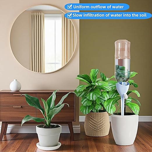 Self-Watering Spikes for Plants, Adjustable Dripping Irrigation Stakes with Valve, Automatic Watering System for Indoor & Outdoor Potted Plants, Universal Fit 28-30mm Bottles (2 Pack)