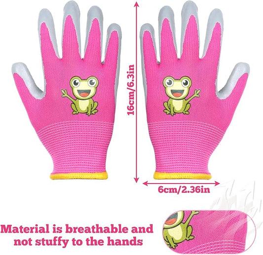 1 Pairs Kids Gardening Gloves, Youth Yard Work Garden Gloves, Children Rubber Coated Gardening Gloves for Boys Girls
