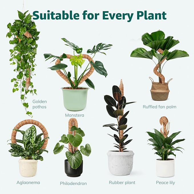 Moss Pole Monstera Plant Support, 28in Bendable & Sturdy Plant Holder Stick for Pothos Vines, Philodendron, Fishbone Cactus & Indoor Tropical Houseplants, Made for Coco Coir
