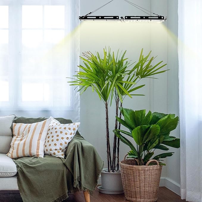 Tigvio 2pcs Hanging Grow Lights for Indoor Plants (20w X2) with Height Adjustable, 4000 Lumen LED Bonsai Houseplant Growing Lamp with On/Off Switch, Grow Light UV-IR Full Spectrum