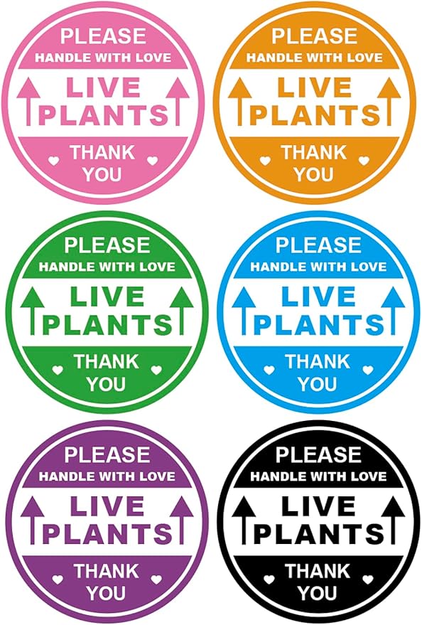 2 inch 300 PCS 6 Colors Live Plants Handle with Care Labels Waterproof Stickers Shipping Mailing Cartons Envelops Adhesive Labels