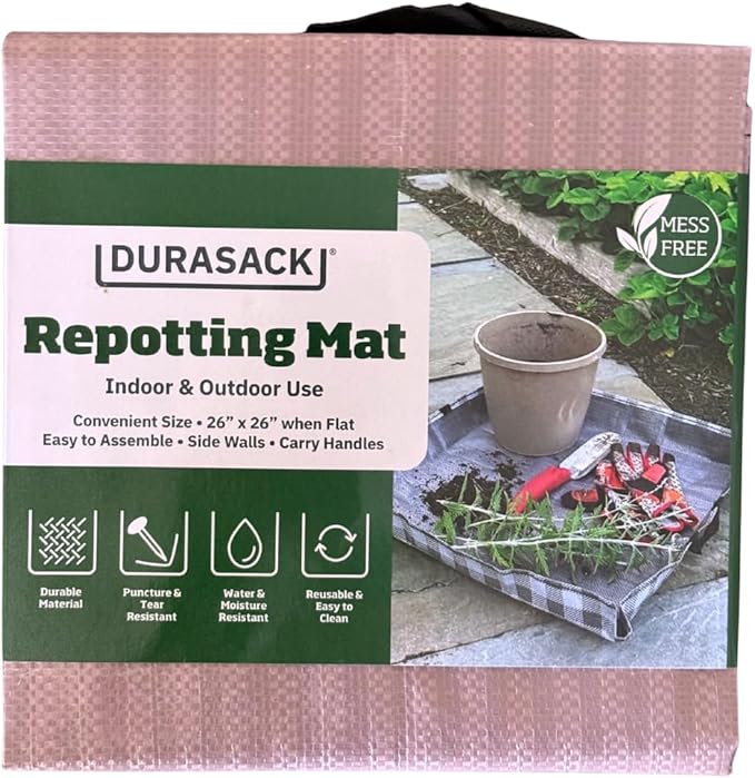 DURASACK 26"x26" Water-Resistant Repotting Mat – Indoor Plant Transplanting, Soil Change & Gardening Mess Control, Mauve