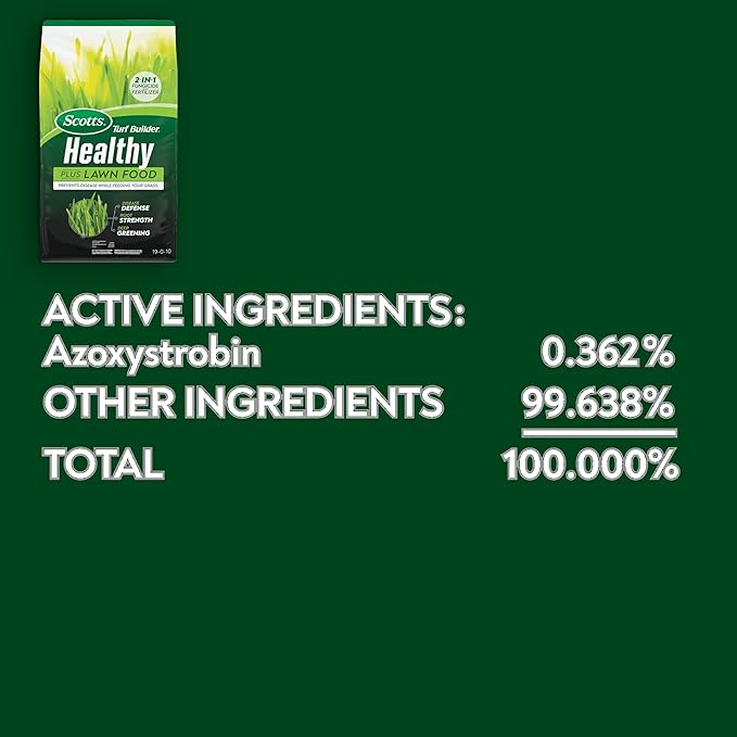 Scotts Turf Builder Healthy Plus Lawn Food, 2-in-1 Fungicide and Fertilizer, Helps Grass Withstand Summer Stress, 8,000 sq. ft., 27.40 lbs.