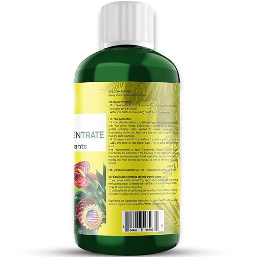 GARDENWISE Organic Premium Seaweed Anthurium Fertilizer - Liquid Kelp Plant Food - Nutrient-Rich Soil Enhancer (16 OZ)