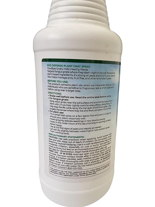 Eco Defense Gnat Spray for Indoor Plants – Fungus Gnat Killer & Houseplant Insect Control – Plant-Based Bug Spray for Houseplants & Indoor Gardening