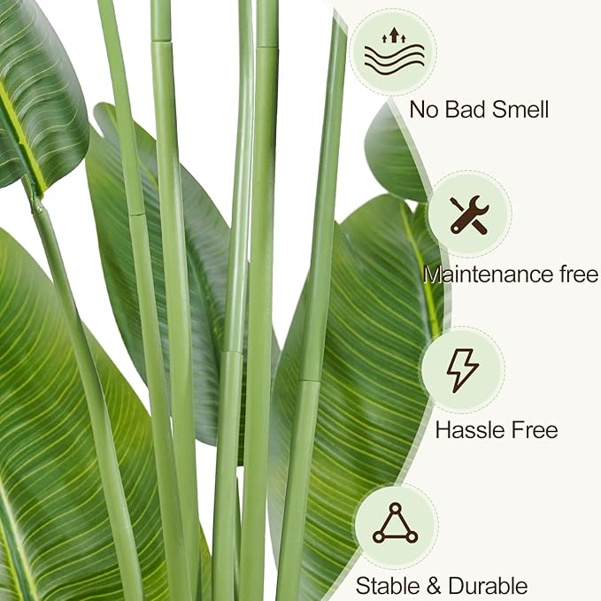 Lifelike Bird of Paradise Artificial Plant,6ft Faux Banana Leaf Tree with 13 Trunks - Perfect Indoor Silk Floor Plant for Home Decor in Living Room, Office, and Bedroom 1Pack