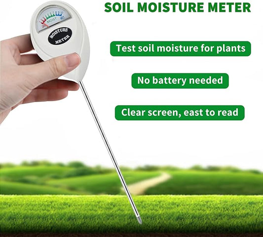 Soil Moisture Meter, Plant Water Meter Soil Meter Moisture Sensor Hygrometer for Indoor Outdoor Plant Care,No Battery Needed(White)