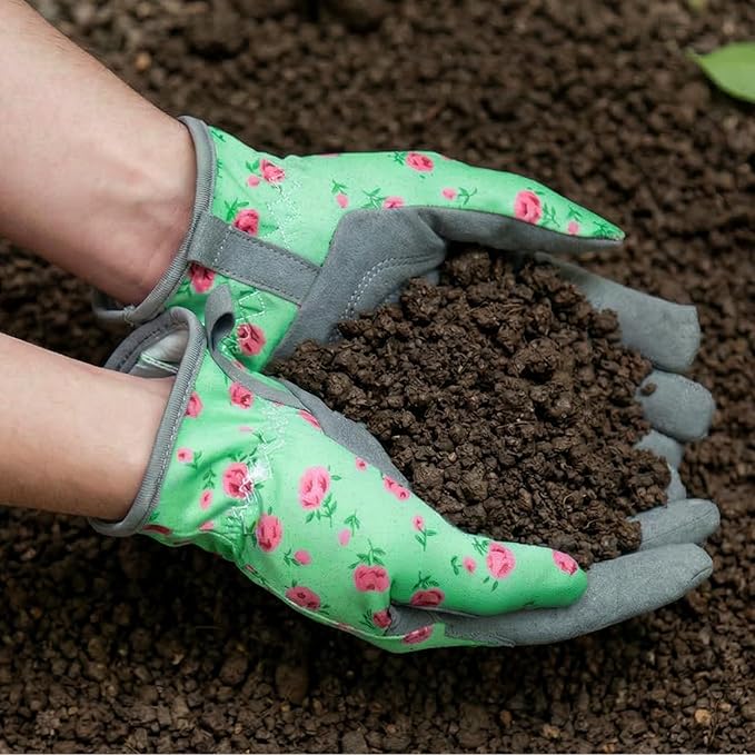 Baidast Gardening Gloves for Women, Breathable Leather Garden Gloves with Grip, Thorn Proof Work Gloves