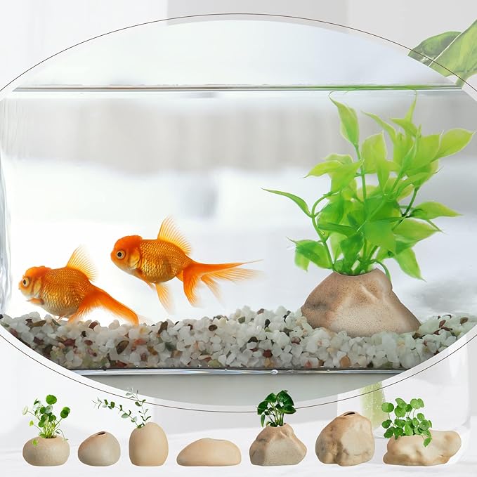 Norme 8 Pcs Aquarium Plant Holder Fish Tank Plants Holder Aquatic Plant Pots Holders Aquarium Ceramic Plants Anchors Weighted Aquariums Planters for Fish Tank Decoration Aquascaping Decorations