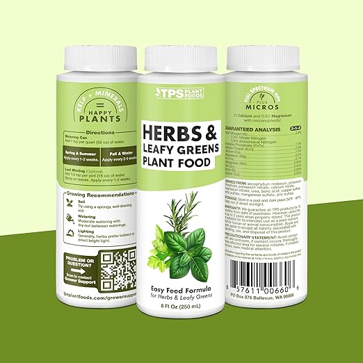 Herb Plant Food – Liquid Fertilizer for All Edible Herbs, Supports Faster Growth, Lush Leaves & Better Flavor, 32oz