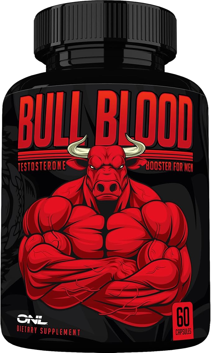 ONL Bull Blood Testosterone Booster for Men - Male Enhancing Testosterone Supplement - Strength, Stamina & Endurance with Maca Root, Horny Goat Weed, Tribulus Terrestris & Tongkat Ali - 60 Ct