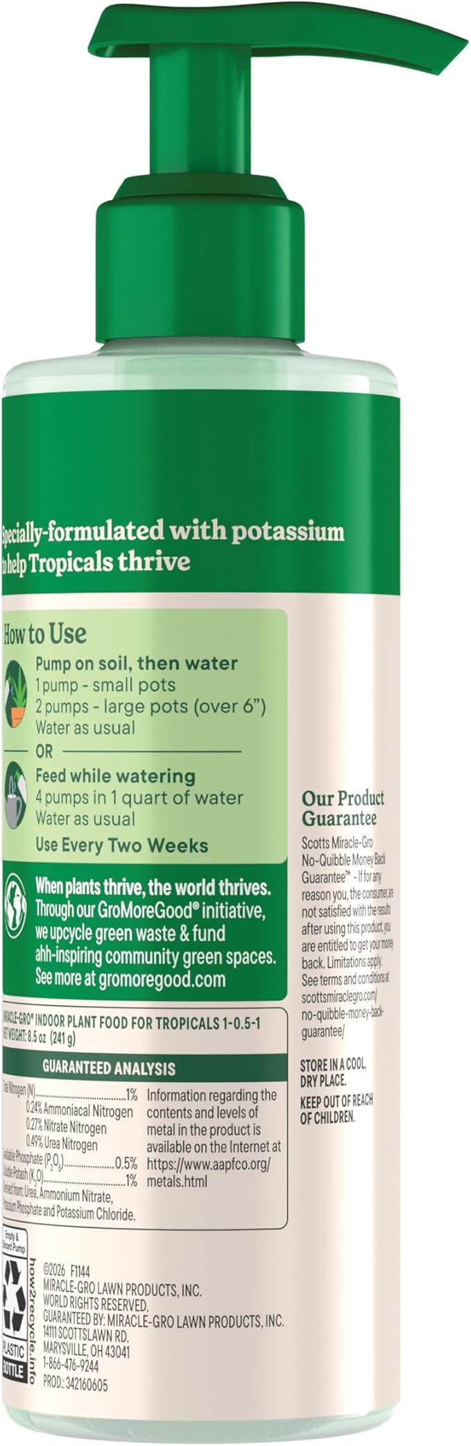 Miracle-Gro Indoor Plant Food for Tropicals, Liquid Plant Food for Tropical Houseplants, 8 fl. oz., 2-Pack